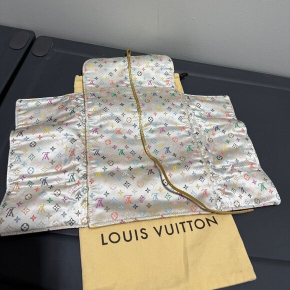 Louis Vuitton White Monogram Multicolor Satin Folding Jewelry Case - Picture 2 of 6